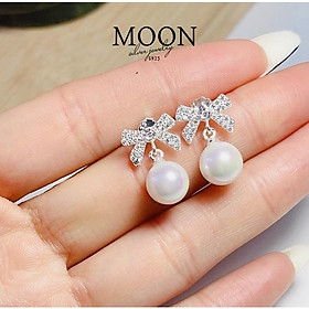 Bông tai bạc mix ngọc trai nhân tạo Moonsilver, khuyên tai bạc dự tiệc sang trọng