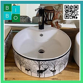 Mua Chậu lavabo đặt bàn tròn hoa văn hươu