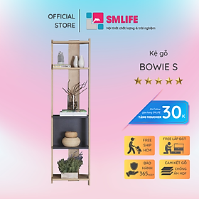 Kệ sách gỗ hiện đại SMLIFE Bowie – Size S | Gỗ MDF dày 17mm chống ẩm | D45xR28xC160cm