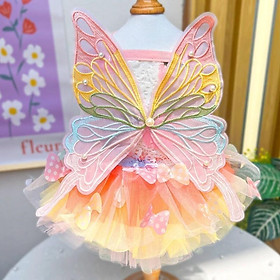 Váy Công Chúa Bướm cho Chó Mèo , Đầm Cầu Vòng cho Thú Cưng , Quần Áo Cho Chó Mèo