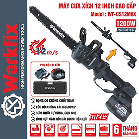 Mua Máy Cưa Pin 12 Inch Workfix Cầm Tay _ CS12MAX - Công suất 1200W - Tốc Độ Cưa 12m/s -  Không Chổi Than Cao Cấp  Chân Pin Phổ Thông 2 Pin 15 Cell 21V/6Ah Plu