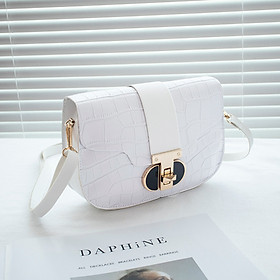 Túi Đeo Chéo Nữ, Túi Xách Nữ Vuông Họa Tiết Da Cá Sấu Cao Cấp Phong Cách Hàn Quốc -  Trắng