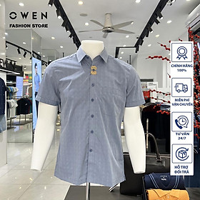Áo Sơ mi Owen nam cộc tay dáng Bodyfit sợi Bamboo cao cấp mềm mịn mát Mã AB230064NT