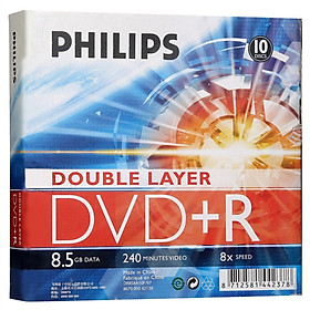 Hộp 10 Đĩa Trắng DVD + R DL 8 speed 8.5GB PHILIPS