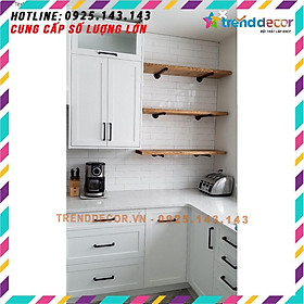 Mua 1 TẶNG 1 - Bộ 3 kệ Nội thất ống nước   AS19 Kệ treo gắn tường gỗ kệ ống nước kiêm giá treo quần áo chất liệu ống nước