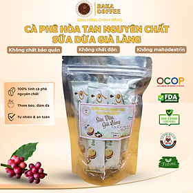 Cà Phê Hòa Tan Sữa Dừa Già Làng Baka Coffee - Tinh Cà Phê Nguyên Chất, Sữa Dừa Tự Nhiên - Hộp 12 gói