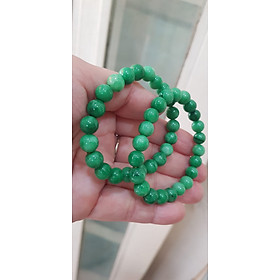 Vòng tay phong thủy Nữ đá cẩm thạch xanh tươi size hạt 8mm vòng màu xanh lá tươi đẹp nữ mệnh mộc hỏa thủy ạ