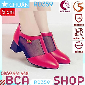 Giày bốt nữ cổ ngắn 5p RO359 ROSATA tại BCASHOP mũi tròn phối lưới thời trang và phá cách - màu đỏ