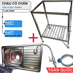 Bộ Chậu rửa bát Tân Á Đại Thành Có Chân - Hàng Chính hãng kèm Vòi lạnh tặng dây cấp inox