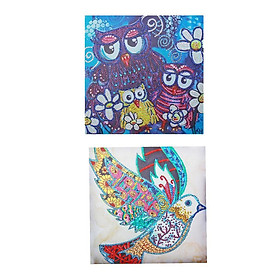 2set 5D Diamond Painting Set Picture, Owl Bird Diamond Painting Rhinestone Embroidery Needlework Adhesive Picture with Digital Sets Cross Stitch Wall