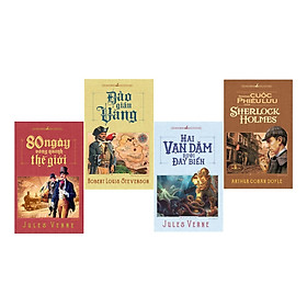 Combo sách : Hai vạn dặm dưới đáy biển +80 ngày vòng quanh thế giới + Đảo giấu vàng + Những cuộc phiêu lưu của Sherlock Holmes