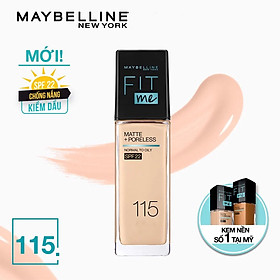 Hình ảnh Kem Nền Maybelline Mịn Nhẹ Kiềm Dầu Chống Nắng Fit Me Matte Poreless Foundation SPF22 30ml