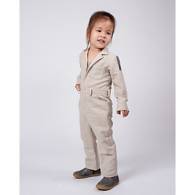 Jumpsuit Trẻ em Unisex_ Yvette LIBBY N'guyen Paris_VOYAGER_Màu Hạnh Nhân (Frosted Almond), Vải lanh cao cấp viền cotton lụa Ý
