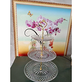 Mua Đĩa kẹo  Khay kẹo trang trí 3 tầng chất liệu meca.