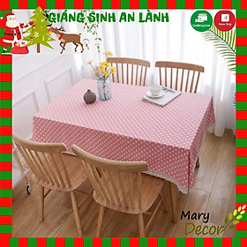Mua Khăn trải bàn Trái tim trắng nền hồng nhạt viền ren (đủ kích thước) - I05