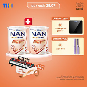 Bộ 2 Lon Sữa bột NAN INFINIPRO A2 800g Thụy Sĩ 3 với đạm quý A2 tiêu hóa tốt sau 7 ngày và 6HMO tăng cường đề kháng (2 - 6 tuổi) - Tặng Đồ chơi đàn organ