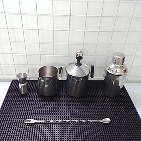 Combo 6 dụng cụ pha chế Inox quầy cà phê, barista (Shaker inox 350ml)