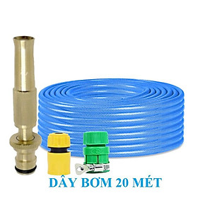 Bộ dây vòi xịt nước rửa xe, tưới cây . tăng áp 3 lần, loại 20m 206701-1 đầu đồng, cút, nối PE