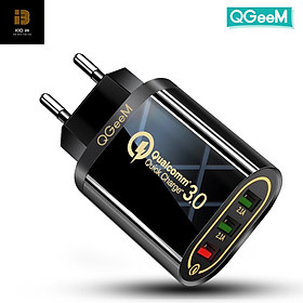 Củ sạc nhanh QGeeM 3 cổng USB hỗ trợ Quick Charge 3.0 cho iPhone EU Plug 18W Adapter chuyển đổi sạc nhanh dành cho Samsung Xiaomi Huawei-Hàng Chính Hãng