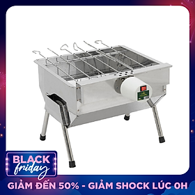 Bếp nướng than hoa V5S, quay tự động, dùng sạc dự phòng, lò quay vịt: Đa năng, chín đều, an toàn sức khỏe, inox bền đẹp, bếp nướng tự xoay, lò nướng than