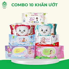 COMBO 10 Khăn ướt baby ENJOY mềm mại, dưỡng ẩm, tiện dụng, đạt chuẩn sức khỏe SGS - Gói 20/50/65/80 tờ