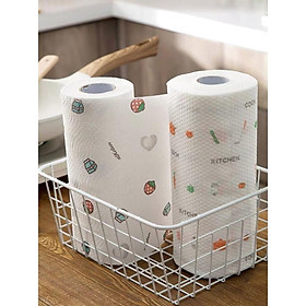 Mua Combo 2 Cuộn (80 Tờ 1 cuộn) Khăn Giấy Lau Bếp Đa Năng Họa Tiết - Tặng 1 quả bóng cao su