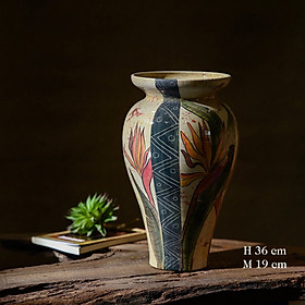 Mua Lọ hoa gốm sứ Bát Tràng cao cấp vuốt tay độc  bản vẽ tay mẫu 45