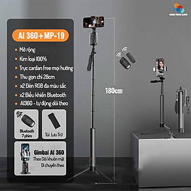 Mua Gậy chụp ảnh selfie quay video MP-19 bản nâng cấp  kim loại bền bỉ  tay cân bằng quay video  x2 điều khiển bluetooth từ xa có thể sạc lại  đèn RGB gam màu tùy ý  hàng chính hãng