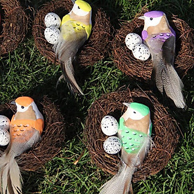 2pcs Handmade Rattan Bird Nest Birdhouse Small Birds Bedding Birdhouse Nest Nest Cages Photo Props Easter Party Holiday Decoration Ornaments