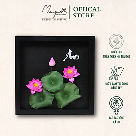 Mua Tranh hoa giấy handmade trang trí cao cấp HOA SEN chữ   An  25x25 - Maypaperflower Hoa giấy nghệ thuật