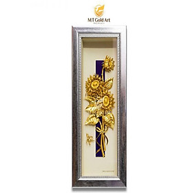 Tranh Hoa Hướng Dương ( 14×34 cm) dát vàng 24k MT Gold Art- Hàng chính hãng, trang trí nhà cửa, phòng làm việc, quà tặng sếp, đối tác, khách hàng, tân gia, khai trương 