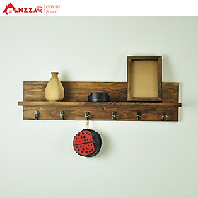 Mua Kệ gỗ chữ L cải tiến treo đồ lưu niệm gắn tường trang trí nhiều kích thước màu nâu rustic  móc gỗ treo tường tra trí -02