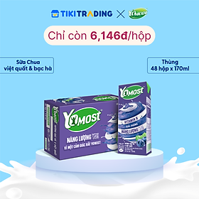 Thùng 48 Hộp Sữa Chua Lên Men Tự Nhiên Yomost Bạc Hà - Việt Quất (170ml/Hộp)