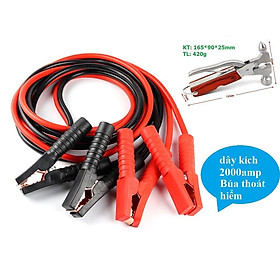 Mua Combo Dây Câu Kích Bình Ắc-Quy Cho Xe Ô Tô 2000AMP Kích Thước 4 mét và Búa thoát hiểm Ô tô đa năng