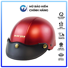 Mũ bảo hiểm 12 Nửa đầu BLUE SEA - Nhựa ABS Nguyên sinh - Sơn cao cấp - A104 - FREESIZE - Chính hãng - Đỏ Đô Mờ