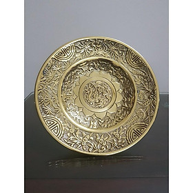 Mua Mâm bồng chữ phúc hoa sen đường kính 33 cm màu vàng sáng bóng VÀ MÀU HUN GIẢ CỔ- ĐỒ ĐỒNG Ý YÊN