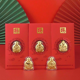 Bao lì xì NHUNG thần tài cao cấp mạ vàng 24K