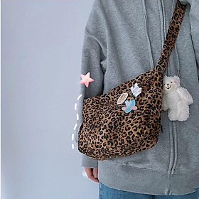 Bag Women's New Zebra Pattern Vintage Canvas Bag Female Student Korean Style Leopard Print Messenger Bag All-Match Shoul