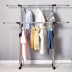 Mua Giàn phơi quần áo 2 tầng inox có bánh xe tiện dụng