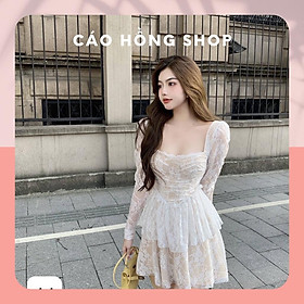 Váy Ren Trắng Cúp Ngực, Váy Cúp Ngực Phối Ren Phong Cách Váy Cúp Ngực Tiểu Thư Pháp / Size S-M / Cáo Hồng Shop