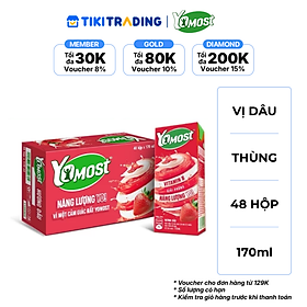 Thùng 48 Hộp Sữa Chua Lên Men Tự Nhiên Yomost Vị Dâu (170ml/Hộp)