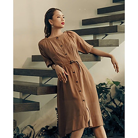 Đầm Chữ A Dài Qua Gối Midi Cotton Phong Cách Công Sở Thanh Lịch An Nhiên Thời trang Hity DRE160