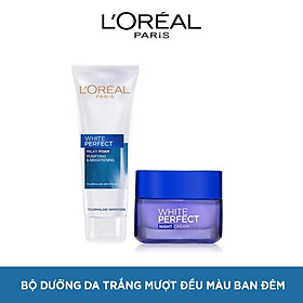 Bộ sữa rửa mặt và kem dưỡng da ban đêm L'Oreal Paris White Perfect 50ml