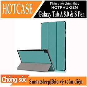 Case bao da chống sốc cho Samsung Galaxy Tab A 8.0 & S Pen 2019 P205 hiệu HOTCASE thiết kế siêu mỏng hỗ trợ Smartsleep, gập nhiều tư thế, mặt da siêu mịn - hàng nhập khẩu