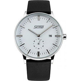Đồng hồ nam Skmei dây da kim rốn thời trang trẻ trung JS-SK9083- đen trắng