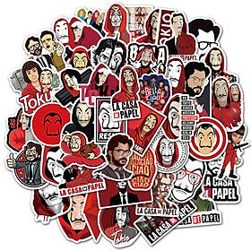 50 Miếng Sticker Dán Trang Trí mũ bảo hiểm, laptop, vali, xe đạp - Money Heist, La Casa de Papel