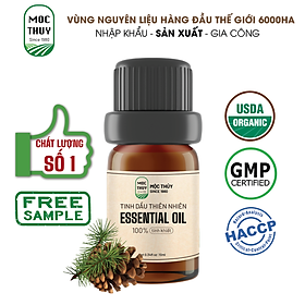 Tinh Dầu Gỗ Thông Trắng Nguyên Chất Hữu Cơ MỘC THỦY 100ML - Pine Essential Oil - Khử Mùi Xông Thơm Phòng, Thư Giãn - Đạt chuẩn chất lượng kiểm định - 10ml