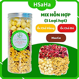 Mix Hạt Dinh Dưỡng 3 loại Tách Vỏ HSaHa  Hạt Óc Chó Vàng + Óc Chó Đỏ + Mắc