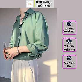 Hình ảnh Áo sơ mi rộng tay dài nam nữ unisex phong cách trẻ trung hàn quốc vải lụa mềm mịn mát ít nhăn -MRD01