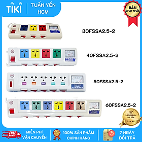 Ổ cắm Lioa 3 lỗ - 4 lỗ - 5 lỗ - 6 lỗ OFSSA2.5-2 có đồng hồ đo Ampe, công suất 3300W - Hàng chính hãng